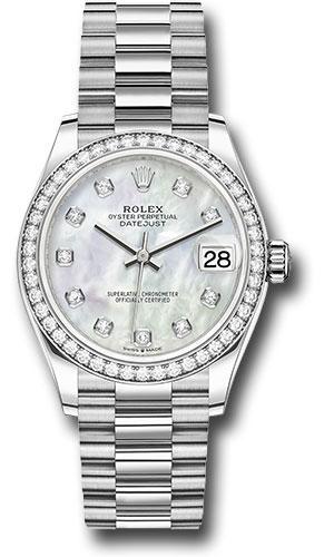 Rolex White Gold Datejust 31 Watch - Diamond Bezel - Mother-Of-Pearl Diamond Dial - President Bracelet - 278289RBR
