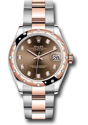 Rolex Steel and Everose Gold Datejust 31 Watch - 24 Diamond Bezel - White Roman Dial - Oyster Bracelet - 278341RBR