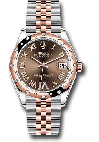 Rolex Steel and Everose Gold Datejust 31 Watch - 24 Diamond Bezel - Dark Rhodium Diamond Roman VI Dial - Jubilee Bracelet - 278341RBR