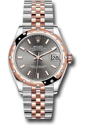 Rolex Steel and Everose Gold Datejust 31 Watch - 24 Diamond Bezel - Dark Rhodium Index Dial - Jubilee Bracelet - 278341RBR