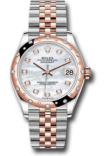 Rolex Steel and Everose Gold Datejust 31 Watch - 24 Diamond Bezel - Silver Diamond Dial - Jubilee Bracelet - 278341RBR