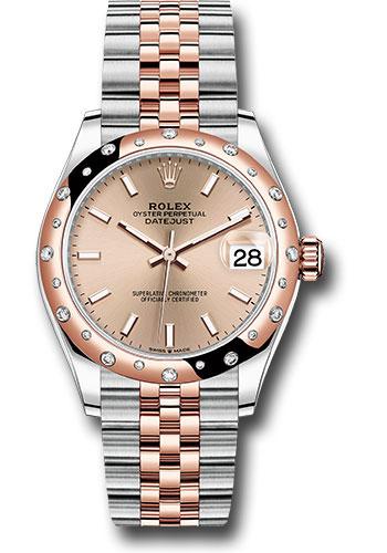 Rolex Steel and Everose Gold Datejust 31 Watch - 24 Diamond Bezel - Rose Roman Dial - Jubilee Bracelet - 278341RBR