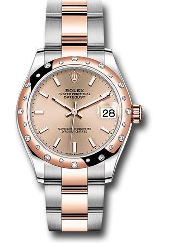 Rolex Steel and Everose Gold Datejust 31 Watch - 24 Diamond Bezel - Rose Roman Dial - Oyster Bracelet - 278341RBR