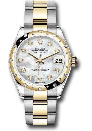 Rolex Steel and Yellow Gold Datejust 31 Watch - Domed Diamond Bezel - Mother-of-Pearl Diamond Dial - Oyster Bracelet - 278343