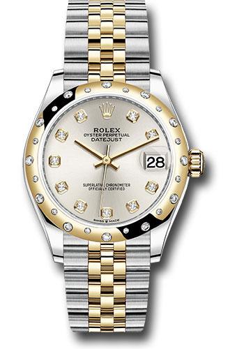 Rolex Steel and Yellow Gold Datejust 31 Watch - Domed Diamond Bezel - Silver Diamond Dial - Jubilee Bracelet - 278343