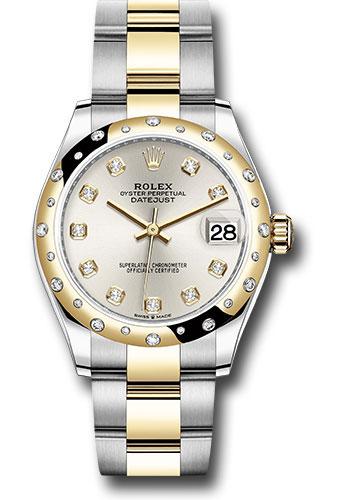 Rolex Steel and Yellow Gold Datejust 31 Watch - Domed Diamond Bezel - Silver Diamond Dial - Oyster Bracelet - 278343