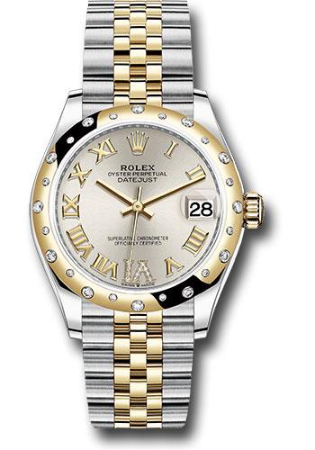 Rolex Steel and Yellow Gold Datejust 31 Watch - Domed Diamond Bezel - Silver Diamond Roman Six Dial - Jubilee Bracelet - 278343