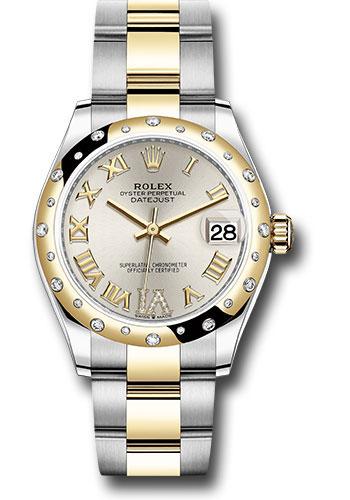 Rolex Steel and Yellow Gold Datejust 31 Watch - Domed Diamond Bezel - Silver Diamond Roman Six Dial - Oyster Bracelet - 278343