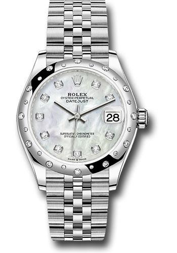 Rolex Steel and White Gold Datejust 31 Watch - Domed 24 Diamond Bezel - White Mother-Of-Pearl Diamond Dial - Jubilee Bracelet - 2020 Release - 278344RBR