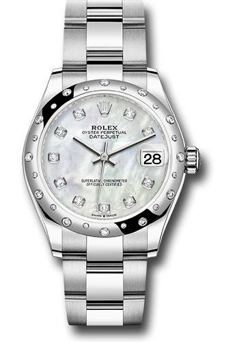 Rolex Steel and White Gold Datejust 31 Watch - Domed 24 Diamond Bezel - White Mother-Of-Pearl Diamond Dial - Oyster Bracelet - 2020 Release - 278344RBR