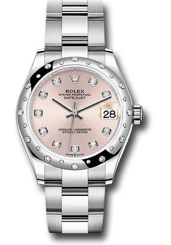 Rolex Steel and White Gold Datejust 31 Watch - Domed 24 Diamond Bezel - Pink Diamond Dial - Oyster Bracelet - 2020 Release - 278344RBR