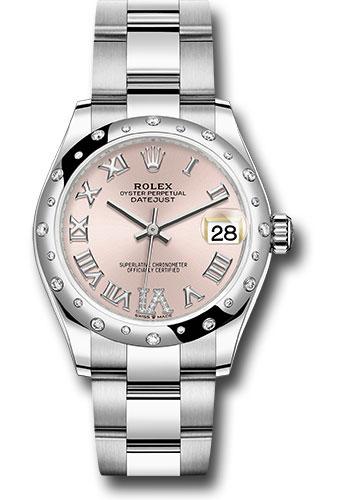 Rolex Steel and White Gold Datejust 31 Watch - Domed 24 Diamond Bezel - Pink Roman Diamond 6 Dial - Oyster Bracelet - 2020 Release - 278344RBR
