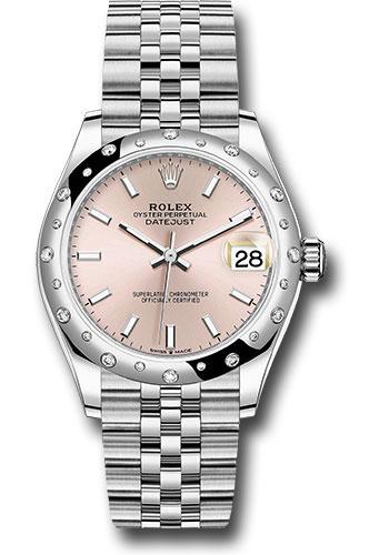 Rolex Steel and White Gold Datejust 31 Watch - Domed 24 Diamond Bezel - Pink Index Dial - Jubilee Bracelet - 2020 Release - 278344RBR