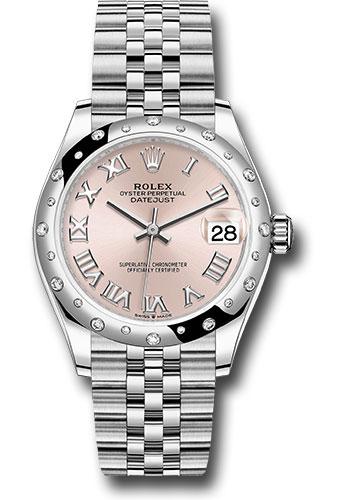 Rolex Steel and White Gold Datejust 31 Watch - Domed 24 Diamond Bezel - Pink Roman Dial - Jubilee Bracelet - 2020 Release - 278344RBR