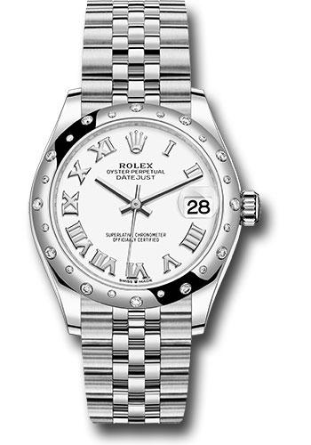 Rolex Steel and White Gold Datejust 31 Watch - Domed 24 Diamond Bezel - White Roman Dial - Jubilee Bracelet - 2020 Release - 278344RBR