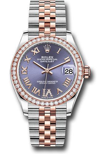 Rolex Steel and Everose Gold Datejust 31 Watch - 46 Diamond Bezel - Aubergine Diamond Roman VI Dial - Jubilee Bracelet - 278381RBR