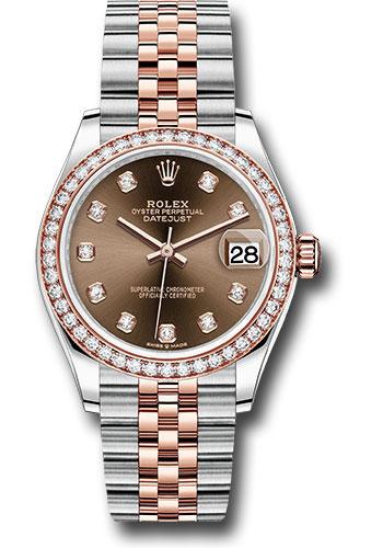 Rolex Steel and Everose Gold Datejust 31 Watch - 46 Diamond Bezel - Chocolate Diamond Dial - Jubilee Bracelet - 278381RBR