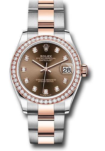 Rolex Steel and Everose Gold Datejust 31 Watch - 46 Diamond Bezel - Chocolate Diamond Dial - Oyster Bracelet - 278381RBR