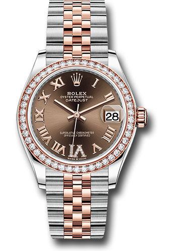 Rolex Steel and Everose Gold Datejust 31 Watch - 46 Diamond Bezel - Chocolate Diamond Roman VI Dial - Jubilee Bracelet - 278381RBR