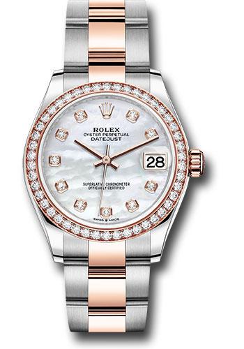 Rolex Steel and Everose Gold Datejust 31 Watch - 46 Diamond Bezel - Mother-of-Pearl Diamond Dial - Oyster Bracelet - 278381RBR