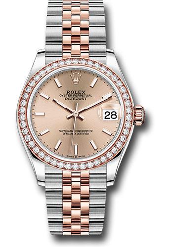 Rolex Steel and Everose Gold Datejust 31 Watch - 46 Diamond Bezel - Rose Index Dial - Jubilee Bracelet - 278381RBR