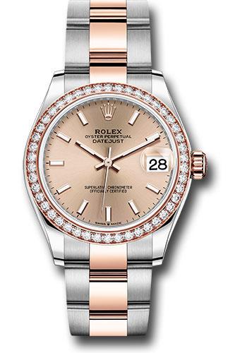 Rolex Steel and Everose Gold Datejust 31 Watch - 46 Diamond Bezel - Rose Index Dial - Oyster Bracelet - 278381RBR