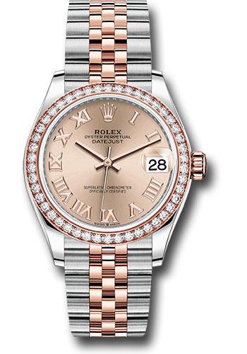 Rolex Steel and Everose Gold Datejust 31 Watch - 46 Diamond Bezel - Rose Roman Dial - Jubilee Bracelet - 278381RBR