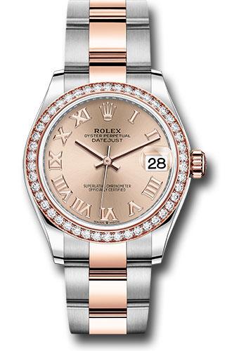 Rolex Steel and Everose Gold Datejust 31 Watch - 46 Diamond Bezel - Rose Roman Dial - Oyster Bracelet - 278381RBR