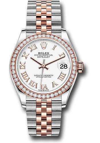 Rolex Steel and Everose Gold Datejust 31 Watch - 46 Diamond Bezel - White Roman Dial - Jubilee Bracelet - 278381RBR