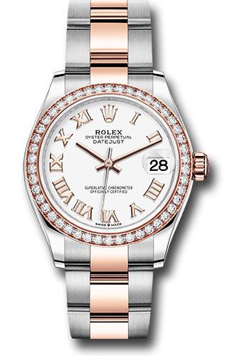 Rolex Steel and Everose Gold Datejust 31 Watch - 46 Diamond Bezel - White Roman Dial - Oyster Bracelet - 278381RBR