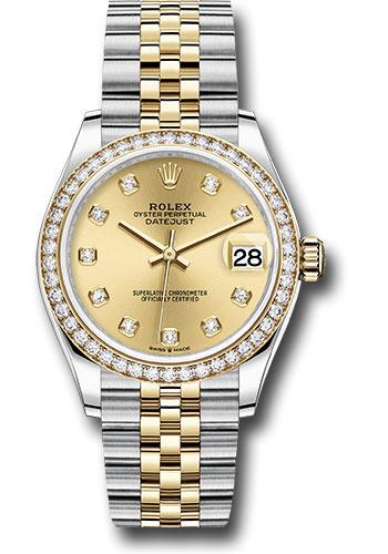 Rolex Steel and Yellow Gold Datejust 31 Watch - Diamond Bezel - Champagne Diamond Dial - Jubilee Bracelet - 278383RBR