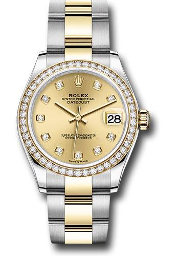 Rolex Steel and Yellow Gold Datejust 31 Watch - Diamond Bezel - Champagne Diamond Dial - Oyster Bracelet - 278383RBR