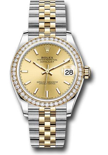 Rolex Steel and Yellow Gold Datejust 31 Watch - Diamond Bezel - Champagne Index Dial - Jubilee Bracelet - 278383RBR