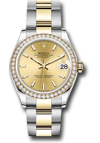 Rolex Steel and Yellow Gold Datejust 31 Watch - Diamond Bezel - Champagne Index Dial - Oyster Bracelet - 278383RBR