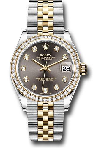 Rolex Steel and Yellow Gold Datejust 31 Watch - Diamond Bezel - Dark Grey Diamond Dial - Jubilee Bracelet - 278383RBR