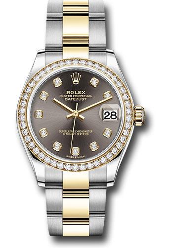 Rolex Steel and Yellow Gold Datejust 31 Watch - Diamond Bezel - Dark Grey Diamond Dial - Oyster Bracelet - 278383RBR