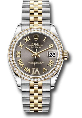 Rolex Steel and Yellow Gold Datejust 31 Watch - Diamond Bezel - Dark Grey Diamond Roman Six Dial - Jubilee Bracelet - 278383RBR
