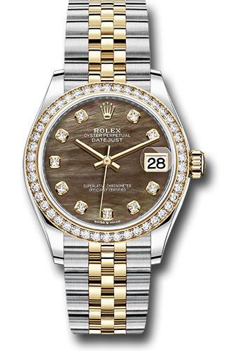 Rolex Steel and Yellow Gold Datejust 31 Watch - Diamond Bezel - Dark Mother-of-Pearl Diamond Dial - Jubilee Bracelet - 278383RBR