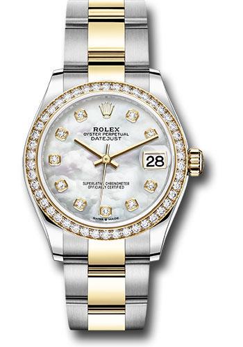 Rolex Steel and Yellow Gold Datejust 31 Watch - Diamond Bezel - Mother-of-Pearl Diamond Dial - Oyster Bracelet - 278383RBR