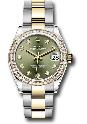 Rolex Steel and Yellow Gold Datejust 31 Watch - Diamond Bezel - Olive Green Diamond Dial - Oyster Bracelet - 278383RBR