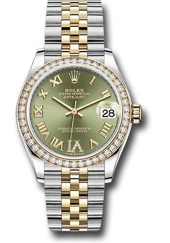 Rolex Steel and Yellow Gold Datejust 31 Watch - Diamond Bezel - Olive Green Diamond Roman Six Dial - Jubilee Bracelet - 278383RBR