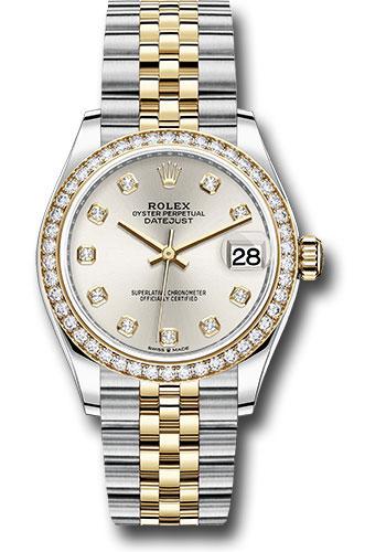 Rolex Steel and Yellow Gold Datejust 31 Watch - Diamond Bezel - Silver Diamond Dial - Jubilee Bracelet - 278383RBR