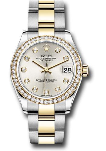 Rolex Steel and Yellow Gold Datejust 31 Watch - Diamond Bezel - Silver Diamond Dial - Oyster Bracelet - 278383RBR