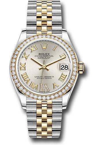 Rolex Steel and Yellow Gold Datejust 31 Watch - Diamond Bezel - Silver Diamond Roman Six Dial - Jubilee Bracelet - 278383RBR