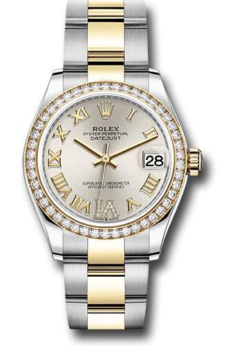 Rolex Steel and Yellow Gold Datejust 31 Watch - Diamond Bezel - Silver Diamond Roman Six Dial - Oyster Bracelet - 278383RBR