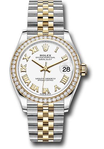 Rolex Steel and Yellow Gold Datejust 31 Watch - Diamond Bezel - White Roman Dial - Jubilee Bracelet - 278383RBR