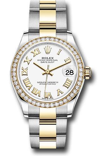 Rolex Steel and Yellow Gold Datejust 31 Watch - Diamond Bezel - White Roman Dial - Oyster Bracelet - 278383RBR