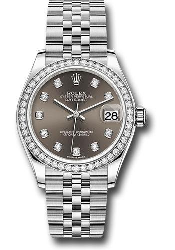 Rolex Steel and White Gold Datejust 31 Watch - Diamond Bezel - Dark Grey Diamond Dial - Jubilee Bracelet - 278384RBR