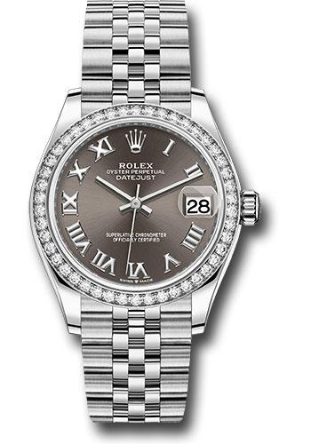Rolex Steel and White Gold Datejust 31 Watch - Diamond Bezel - Dark Grey Roman Dial - Jubilee Bracelet - 278384RBR