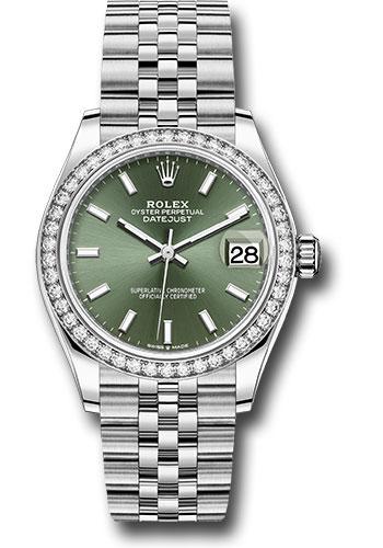 Rolex Steel and White Gold Datejust 31 Watch - Diamond Bezel - Mint Green Index Dial - Jubilee Bracelet - 278384RBR